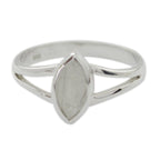 Rainbow Moonstone Solitaire Japanese Sterling Silver White Gemstones Dainty Geometric Ring Jewelry