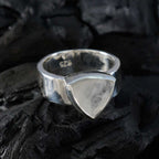 Rainbow Moonstone Solitaire Mexican Silver White Gemstones Eye catching Signet Band Jewelry