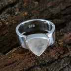 Rainbow Moonstone Solitaire Mexican Silver White Gemstones Eye catching Signet Band Jewelry