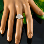 Rainbow Moonstone Solitaire French 925 Sterling Silver White Gemstones Tiny Artisan Ring Jewellery