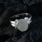 Rainbow Moonstone Solitaire French 925 Sterling Silver White Gemstones Tiny Artisan Ring Jewellery