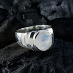 Rainbow Moonstone Solitaire Egyptian 92.5 Silver White Gemstone Eye catching valentine Ring Jewellery