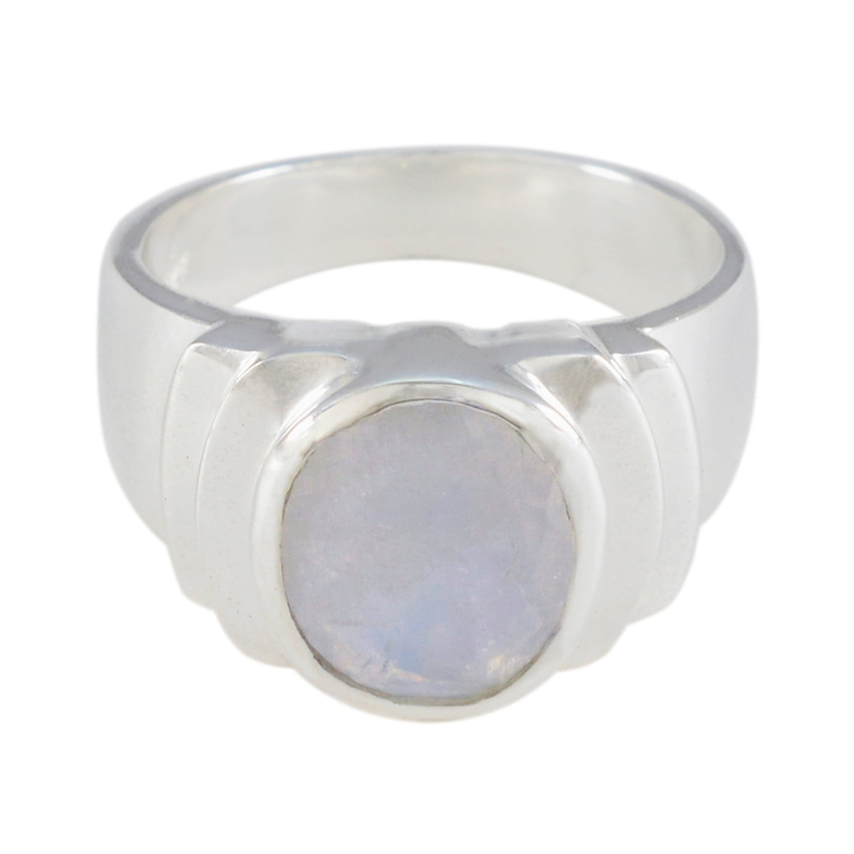Rainbow Moonstone Solitaire Egyptian 92.5 Silver White Gemstone Eye catching valentine Ring Jewellery Главное изображение товара