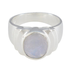 Rainbow Moonstone Solitaire Egyptian 92.5 Silver White Gemstone Eye catching valentine Ring Jewellery