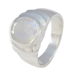 Rainbow Moonstone Solitaire Egyptian 92.5 Silver White Gemstone Eye catching valentine Ring Jewellery