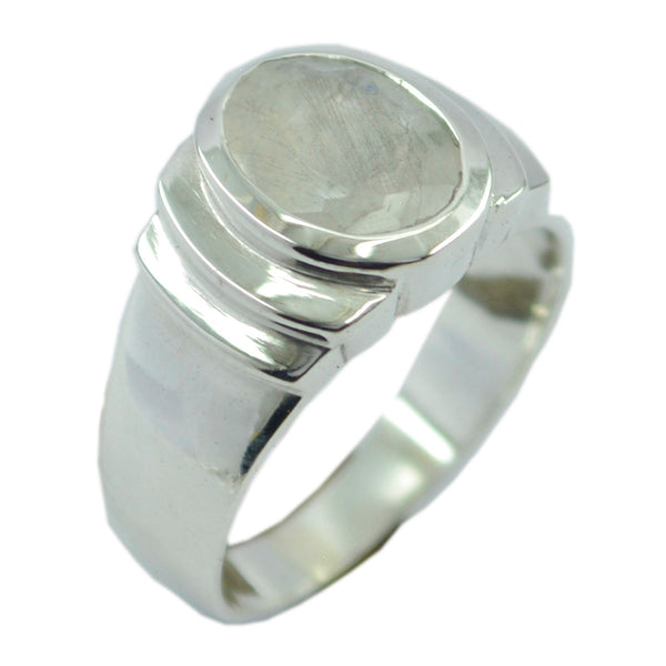 Rainbow Moonstone Solitaire Egyptian 92.5 Silver White Gemstone Eye catching valentine Ring Jewellery