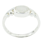 Rainbow Moonstone Solitaire American 92.5 Silver White Gems Delicate Fairytale Ring Jewellery