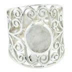Rainbow Moonstone Solitaire Mexican 92.5 Silver White Gemstone Eye catching Filigree Ring Jewellery