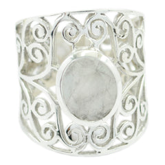 Rainbow Moonstone Solitaire Mexican 92.5 Silver White Gemstone Eye catching Filigree Ring Jewellery