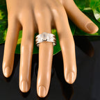 Rainbow Moonstone Solitaire Moroccan 925 Silver White Gemstones Eye catching Twist Band Jewelry