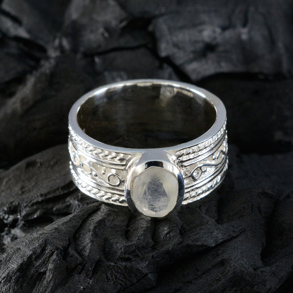 Rainbow Moonstone Solitaire Moroccan 925 Silver White Gemstones Eye catching Twist Band Jewelry