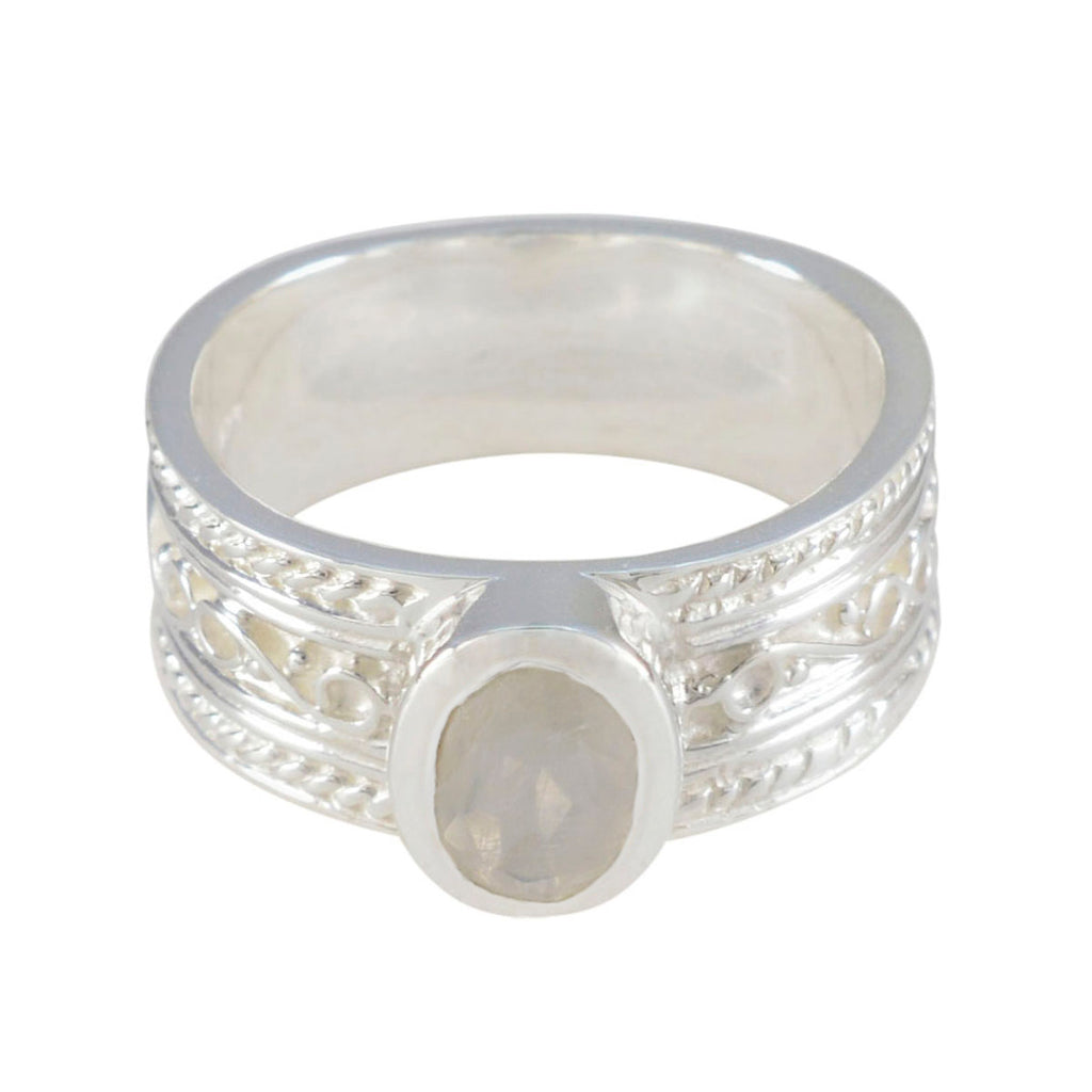 Rainbow Moonstone Solitaire Moroccan 925 Silver White Gemstones Eye catching Twist Band Jewelry