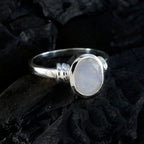 Rainbow Moonstone Solitaire Moroccan 925 Sterling Silver White Gems Mid weight Glamorous Ring Jewellery
