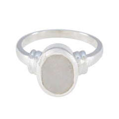 Rainbow Moonstone Solitaire Moroccan 925 Sterling Silver White Gems Mid weight Glamorous Ring Jewellery