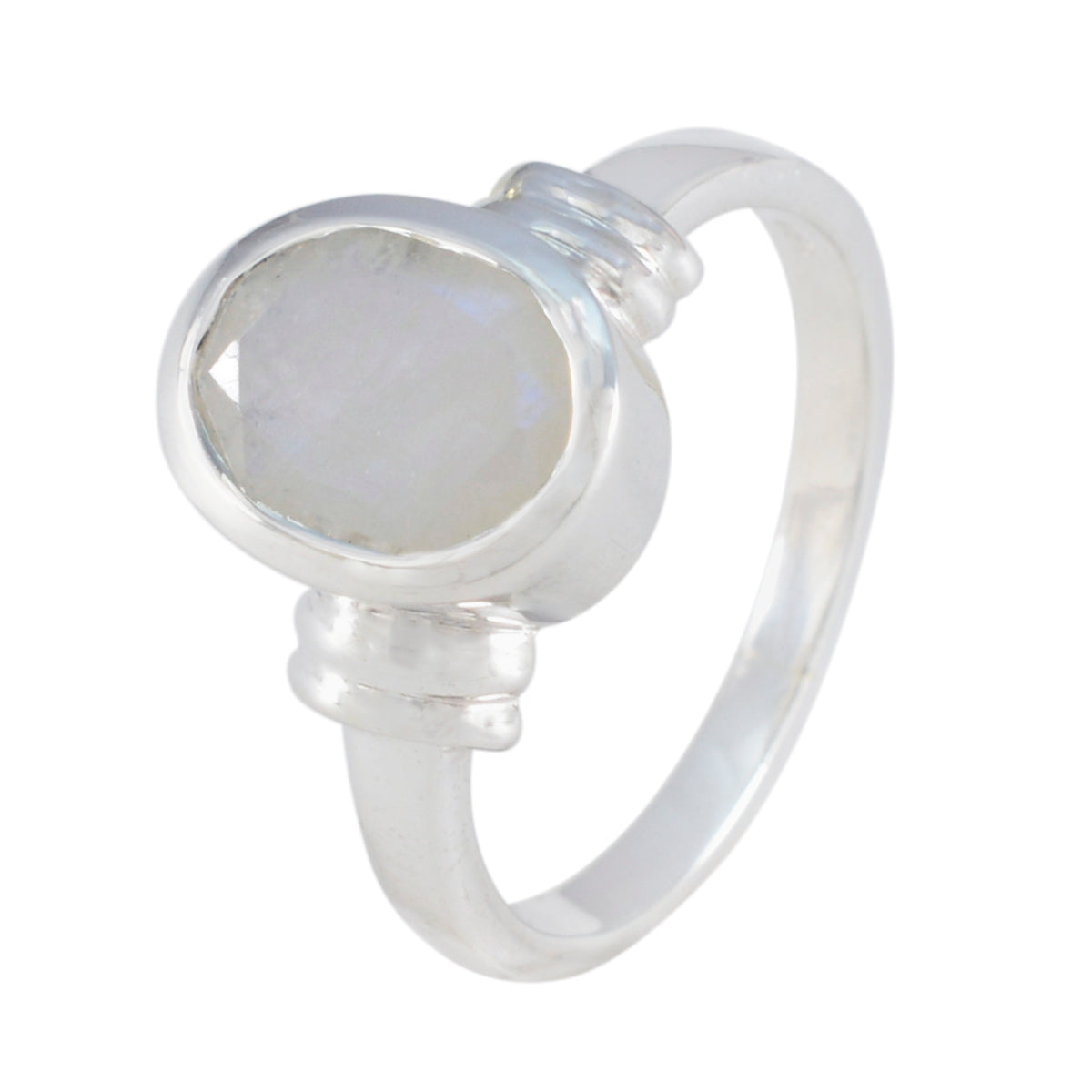 Regnbågsmånsten Solitär Marockansk 925 Sterling Silver Vita Ädelstenar Medeltung Glamorös Ring Smycken Sekundär produktbild