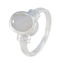 Rainbow Moonstone Solitaire Moroccan 925 Sterling Silver White Gems Mid weight Glamorous Ring Jewellery