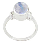 Rainbow Moonstone Solitaire Moroccan 925 Sterling Silver White Gems Mid weight Glamorous Ring Jewellery