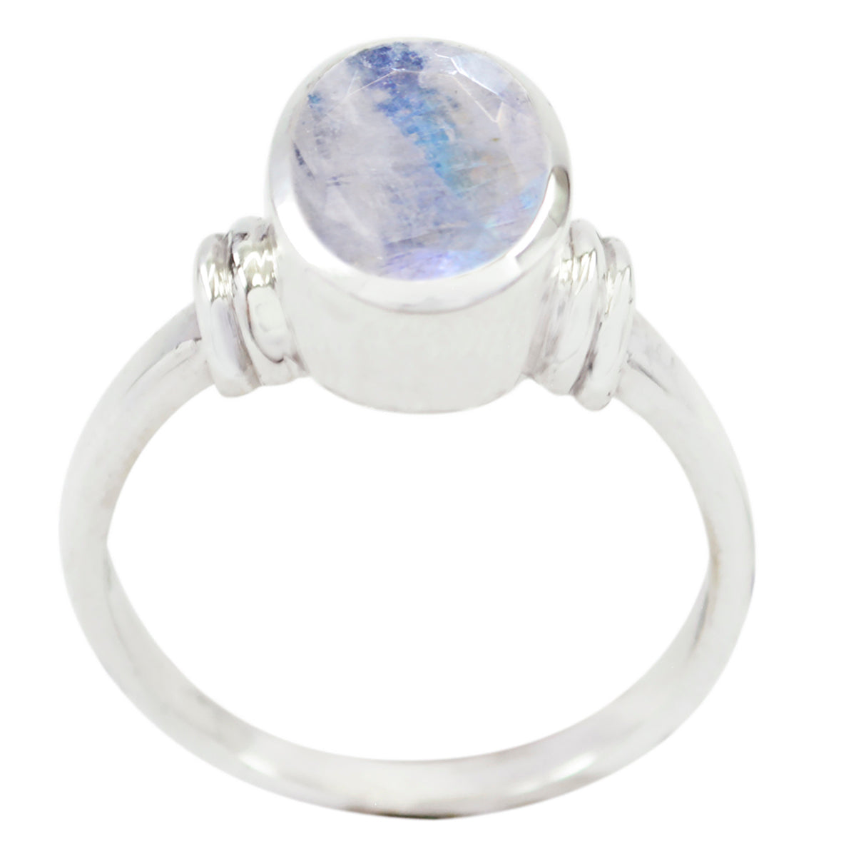 Rainbow Moonstone Solitaire Moroccan 925 Sterling Silver White Gems Mid weight Glamorous Ring Jewellery