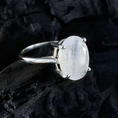 Rainbow Moonstone Solitaire Russian Sterling Silver White Gemstones Featherlight Ethnic Ring Jewelry