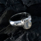 Rainbow Moonstone Solitaire African Silver White Gems Mid weight Romantic Ring Jewellery