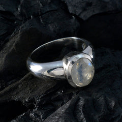 Rainbow Moonstone Solitaire African Silver White Gems Mid weight Romantic Ring Jewellery