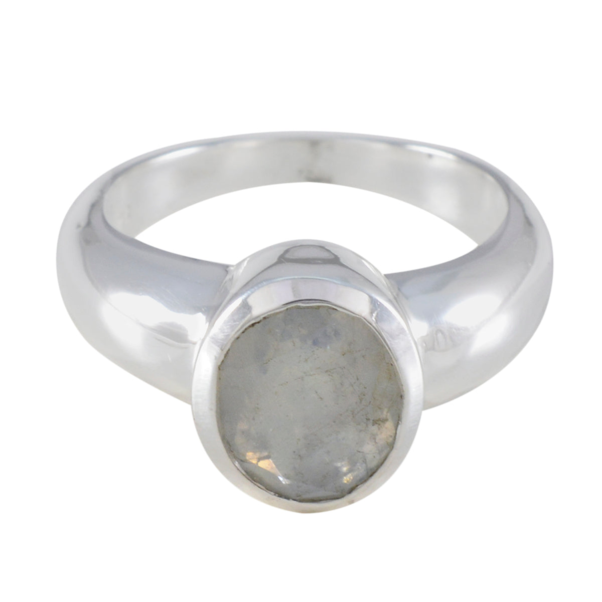 Rainbow Moonstone Solitaire African Silver White Gems Mid weight Romantic Ring Jewellery Huvudsaklig produktbild