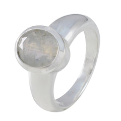 Rainbow Moonstone Solitaire African Silver White Gems Mid weight Romantic Ring Jewellery