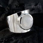 Rainbow Moonstone Solitaire Egyptian Silver White Gemstones Versatile Armor Ring Jewellery