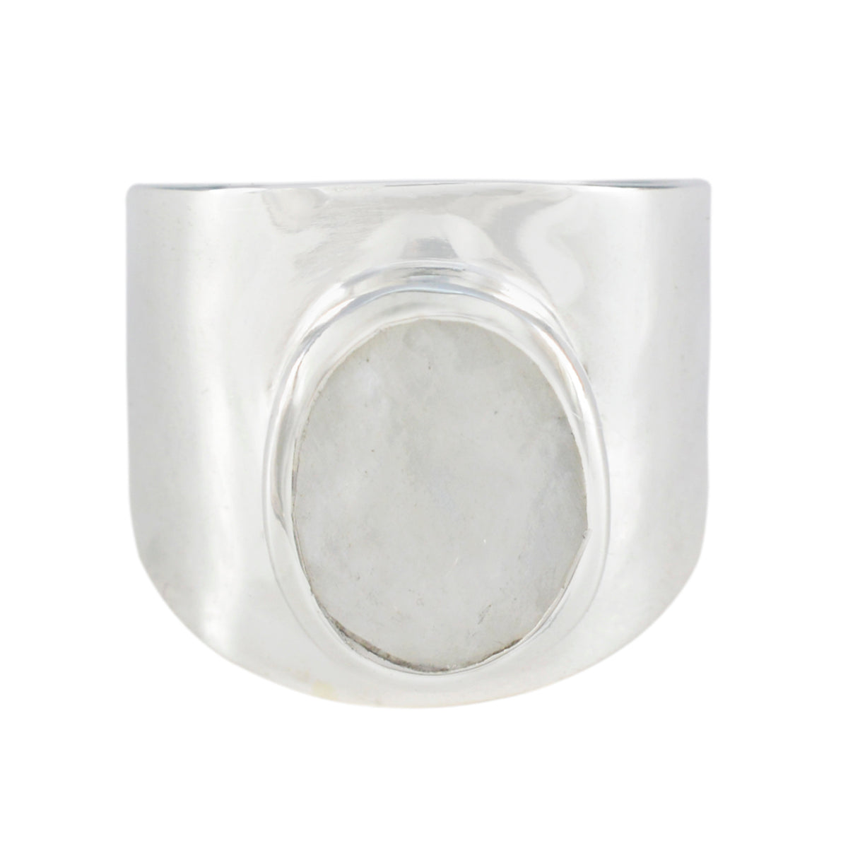 Rainbow Moonstone Solitaire Egyptian Silver White Gemstones Versatile Armor Ring Jewellery Immagine principale del prodotto