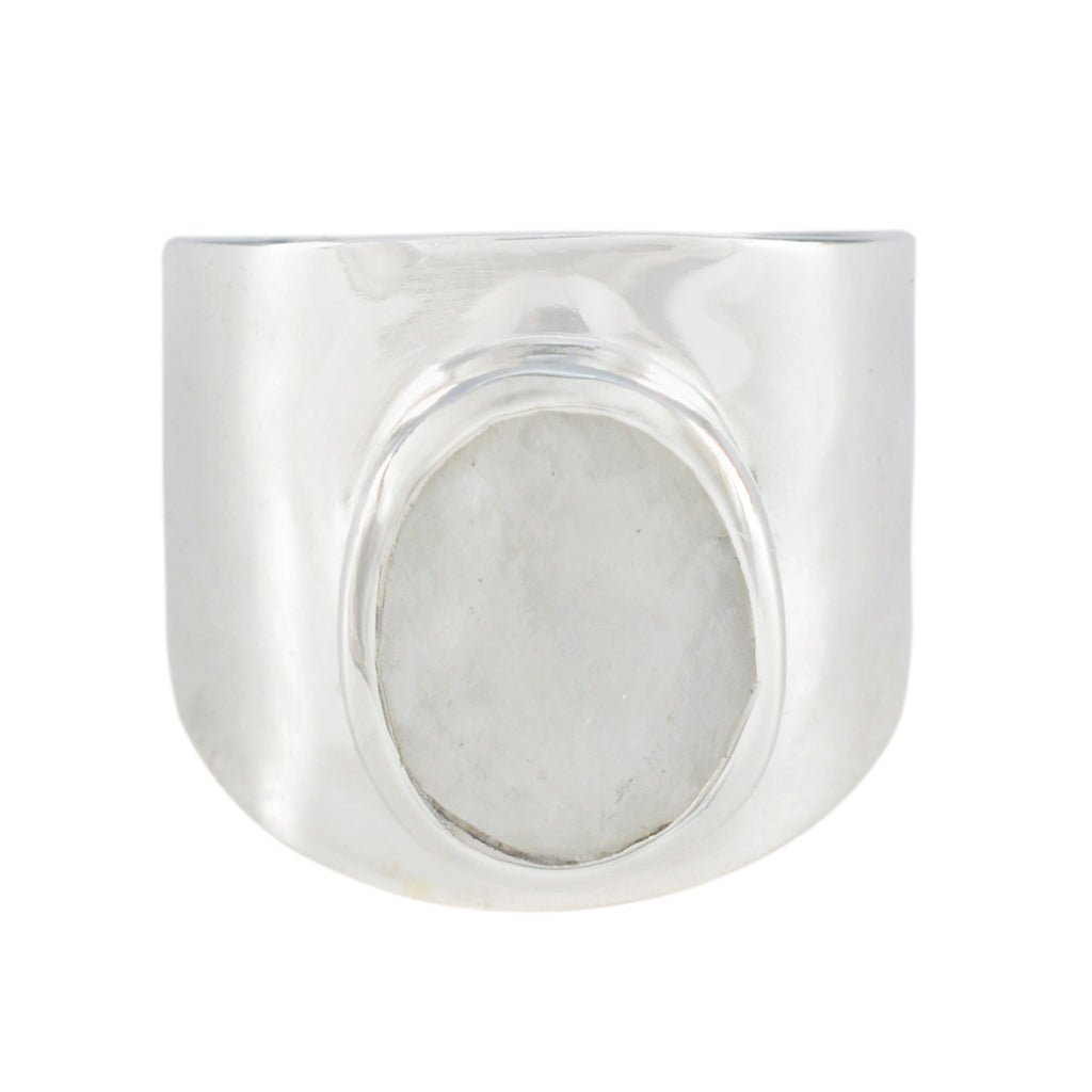 Rainbow Moonstone Solitaire Egyptian Silver White Gemstones Versatile Armor Ring Jewellery