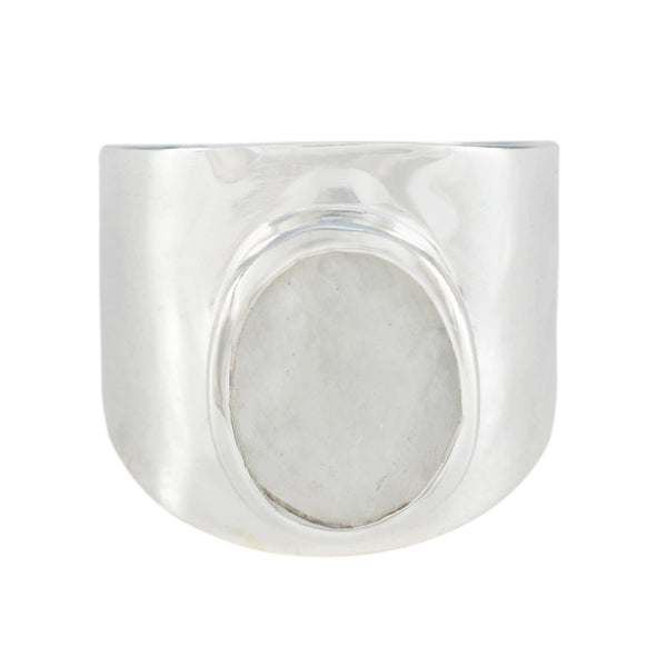 Rainbow Moonstone Solitaire Egyptian Silver White Gemstones Versatile Armor Ring Jewellery