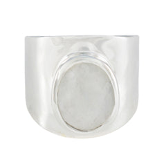 Rainbow Moonstone Solitaire Egyptian Silver White Gemstones Versatile Armor Ring Jewellery