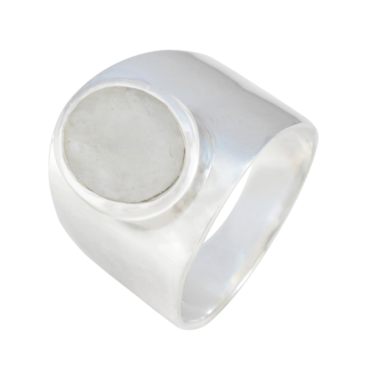 Rainbow Moonstone Solitaire Egyptian Silver White Gemstones Versatile Armor Ring Jewellery