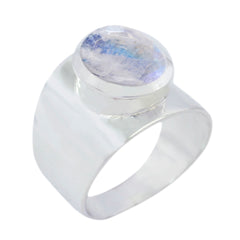 Rainbow Moonstone Solitaire Egyptian Silver White Gemstones Versatile Armor Ring Jewellery