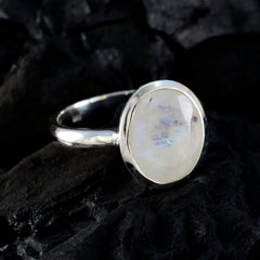 Rainbow Moonstone Solitaire African 92.5 Silver White Gemstone Minimal Traditional Ring Jewellery