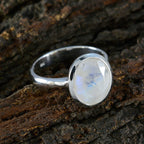Rainbow Moonstone Solitaire African 92.5 Silver White Gemstone Minimal Traditional Ring Jewellery