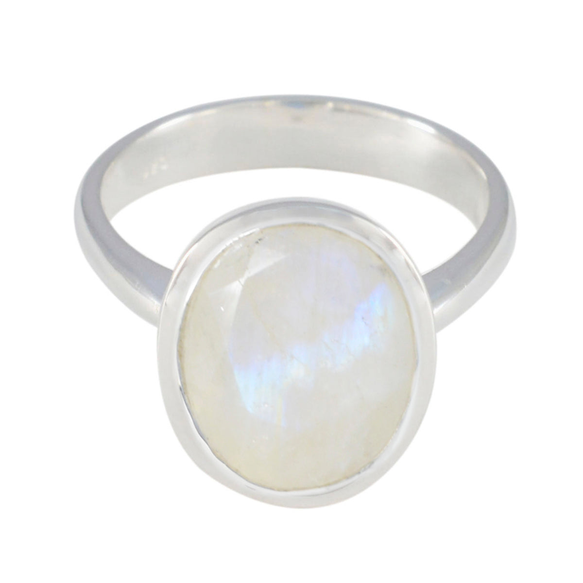 Rainbow Moonstone Solitaire African 92.5 Silver White Gemstone Minimal Traditional Ring Jewellery