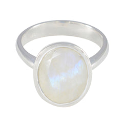 Rainbow Moonstone Solitaire African 92.5 Silver White Gemstone Minimal Traditional Ring Jewellery