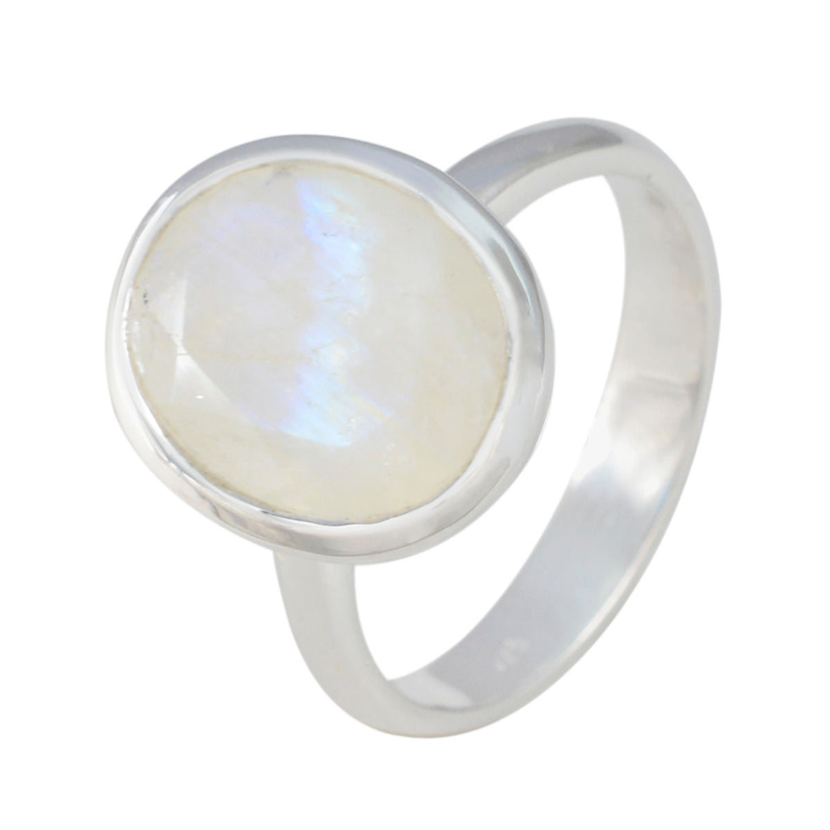Rainbow Moonstone Solitaire African 92.5 Silver White Gemstone Minimal Traditional Ring Jewellery