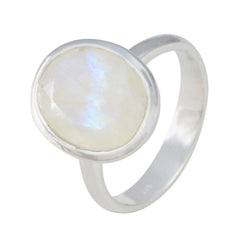Rainbow Moonstone Solitaire African 92.5 Silver White Gemstone Minimal Traditional Ring Jewellery