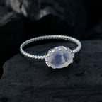 Rainbow Moonstone Solitaire Turkish 925 Silver White Gemstones Elegant  Twist Ring Jewellery