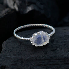 Rainbow Moonstone Solitaire Turkish 925 Silver White Gemstones Elegant  Twist Ring Jewellery
