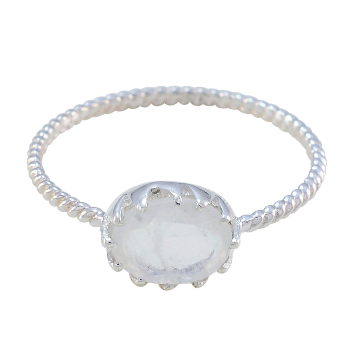 Rainbow Moonstone Solitaire Turkish 925 Silver White Gemstones Elegant  Twist Ring Jewellery Главное изображение товара