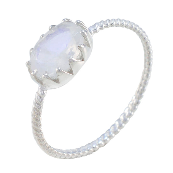Rainbow Moonstone Solitaire Turkish 925 Silver White Gemstones Elegant  Twist Ring Jewellery