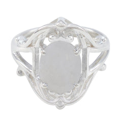 Rainbow Moonstone Solitaire Moroccan Silver White Gemstones Tiny Modern Ring Jewellery