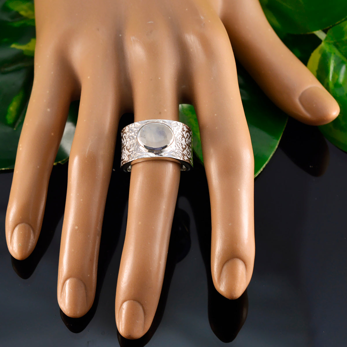 Rainbow Moonstone Solitaire African Sterling Silver White Gemstones Essential  Art Deco Ring Jewellery