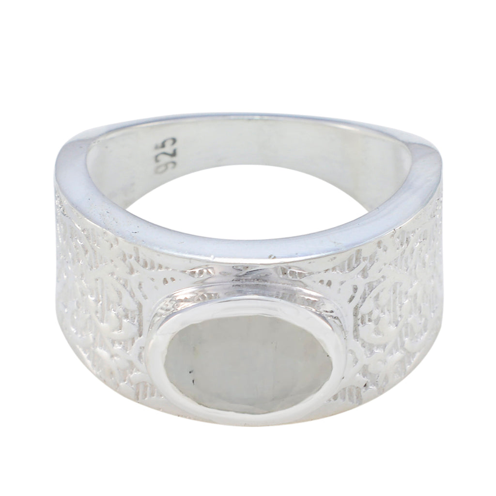 Rainbow Moonstone Solitaire African Sterling Silver White Gemstones Essential  Art Deco Ring Jewellery