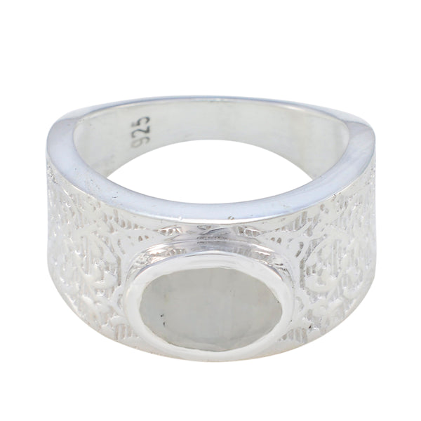 Rainbow Moonstone Solitaire African Sterling Silver White Gemstones Essential  Art Deco Ring Jewellery