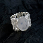 Rainbow Moonstone Solitaire African Sterling Silver White Gems Edgy Armor Band Jewellery