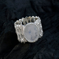 Rainbow Moonstone Solitaire African Sterling Silver White Gems Edgy Armor Band Jewellery